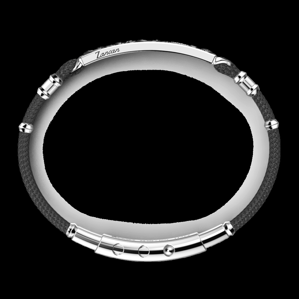 Zancan Bracciale Zancan in argento kevlar e pietre nere Italy