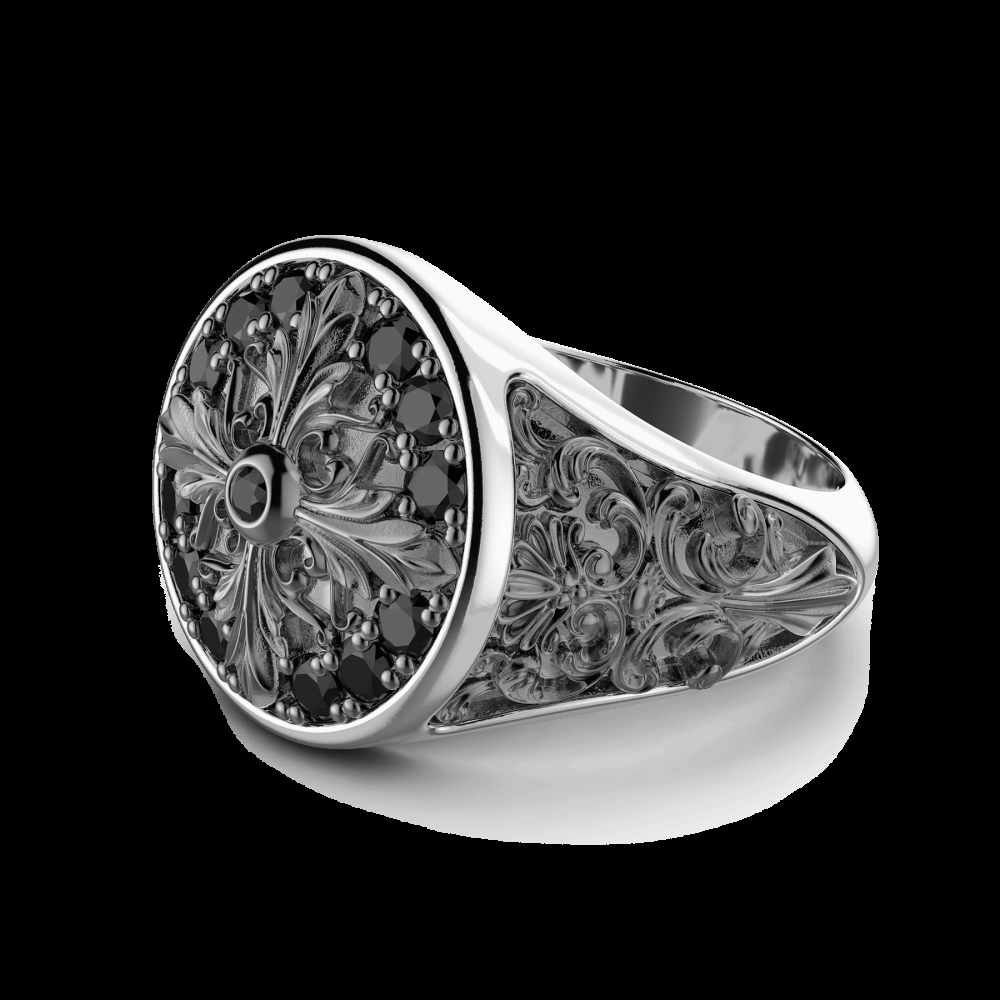 Zancan Anello chevalier Zancan in argento e pietre nere Italia