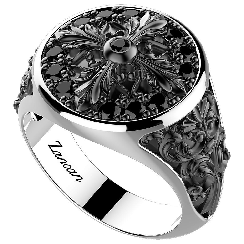 Zancan Anello chevalier Zancan in argento e pietre nere Italia