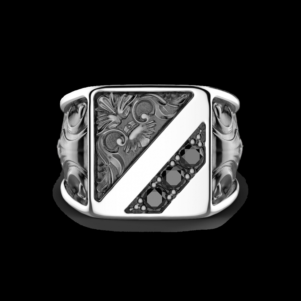Zancan Anello Zancan in argento con pietre nere