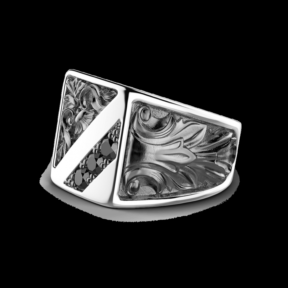 Zancan Anello Zancan in argento con pietre nere Nuovo