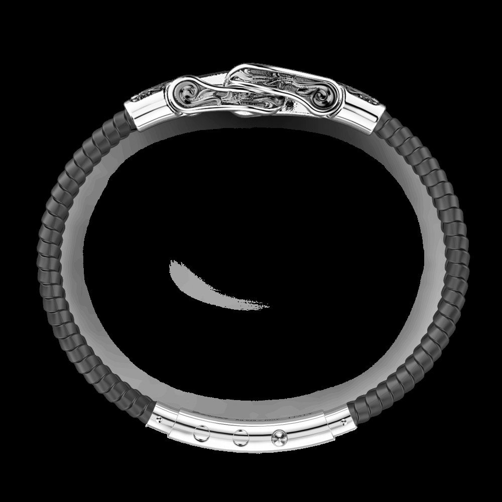 Zancan Bracciale Zancan in silicone con targa in argento e pietre nere Vendita