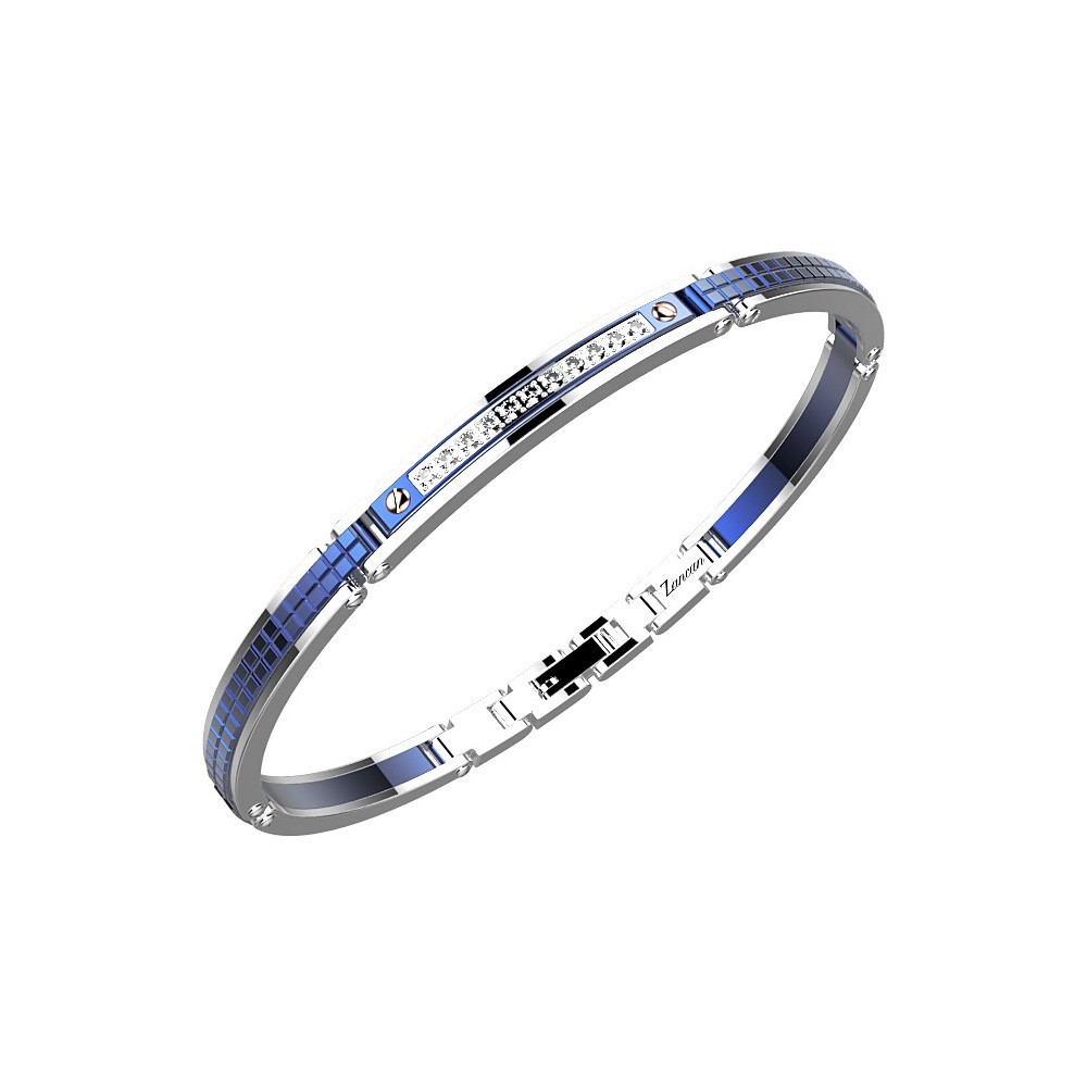 Zancan Bracciale Zancan in acciaio e zaffiri bianchi