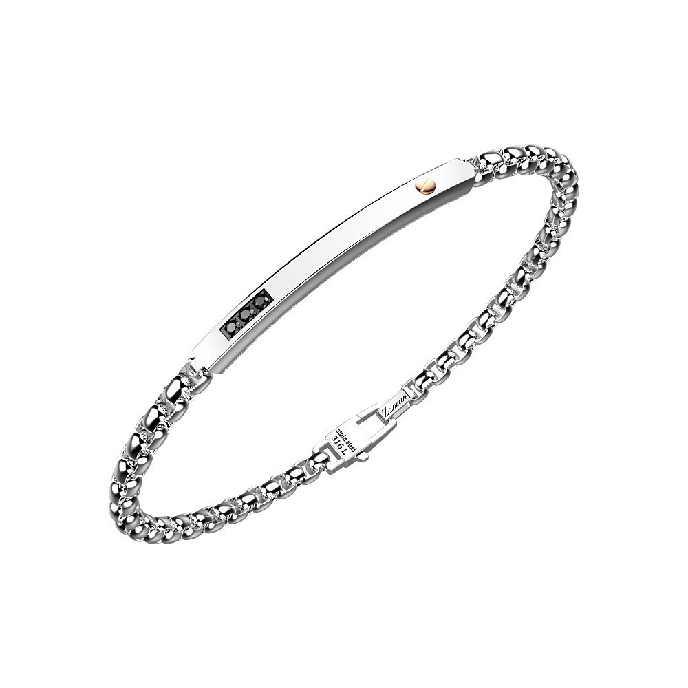Zancan Bracciale Zancan in acciaio con targa