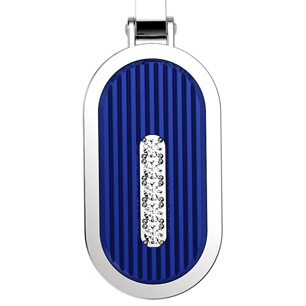 Zancan Collana Zancan in acciaio con piastrina e zaffiro bianco Presa