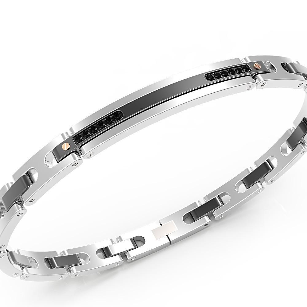 Zancan Bracciale Zancan in acciaio nero e pietre Online