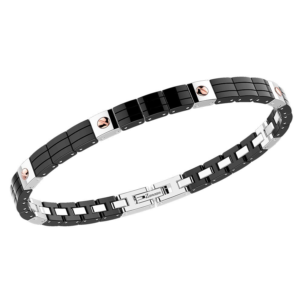 Zancan Bracciale Zancan in acciaio e ceramica nera