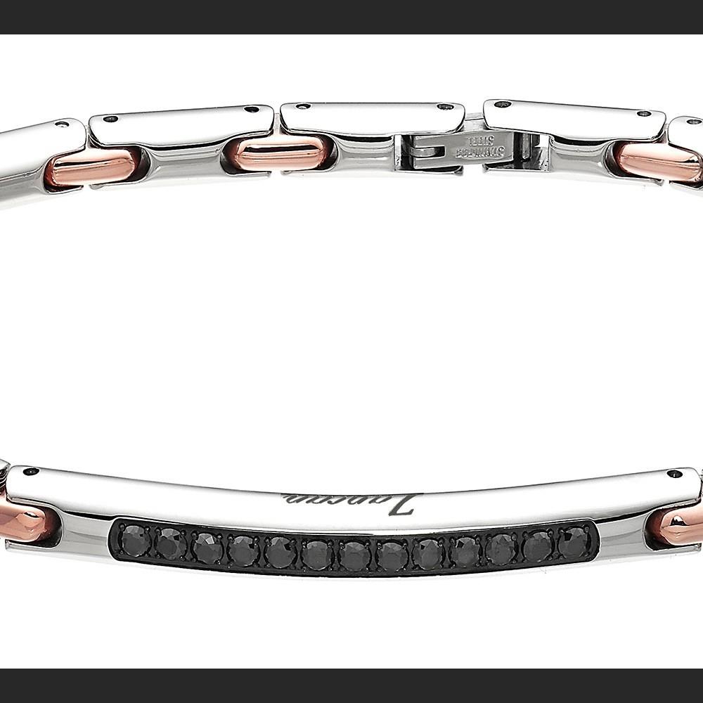 Zancan Bracciale Zancan in acciaio con pietre nere Saldi