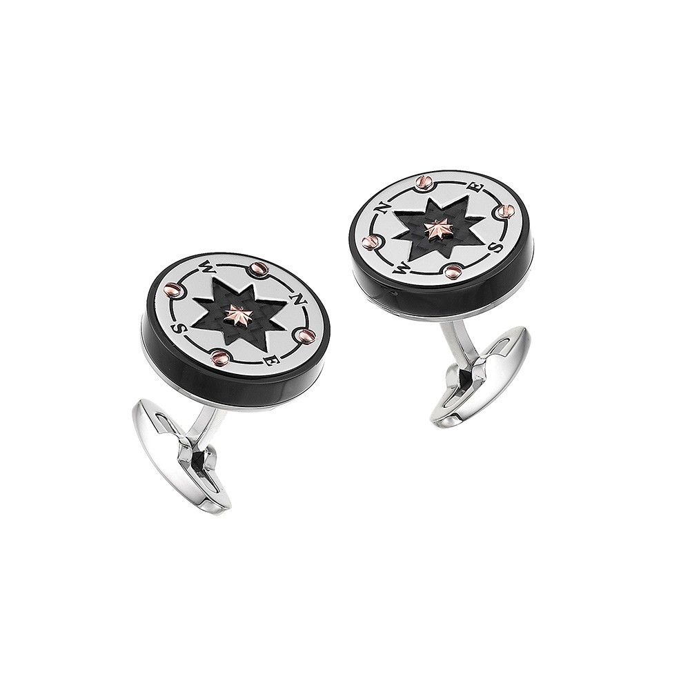 Zancan Gemelli Zancan in acciaio nero con rosa dei venti