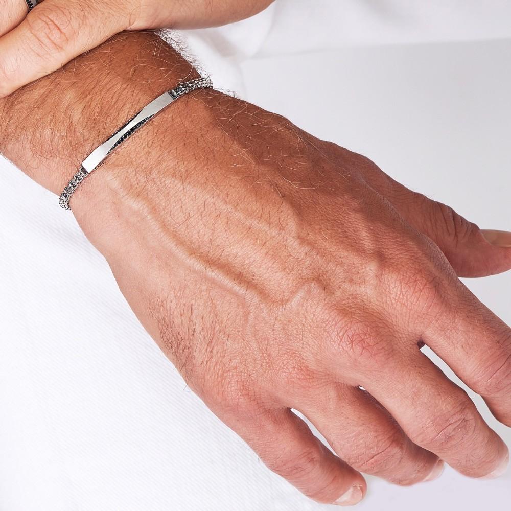 Zancan Bracciale Zancan in argento con pietre nere In Linea