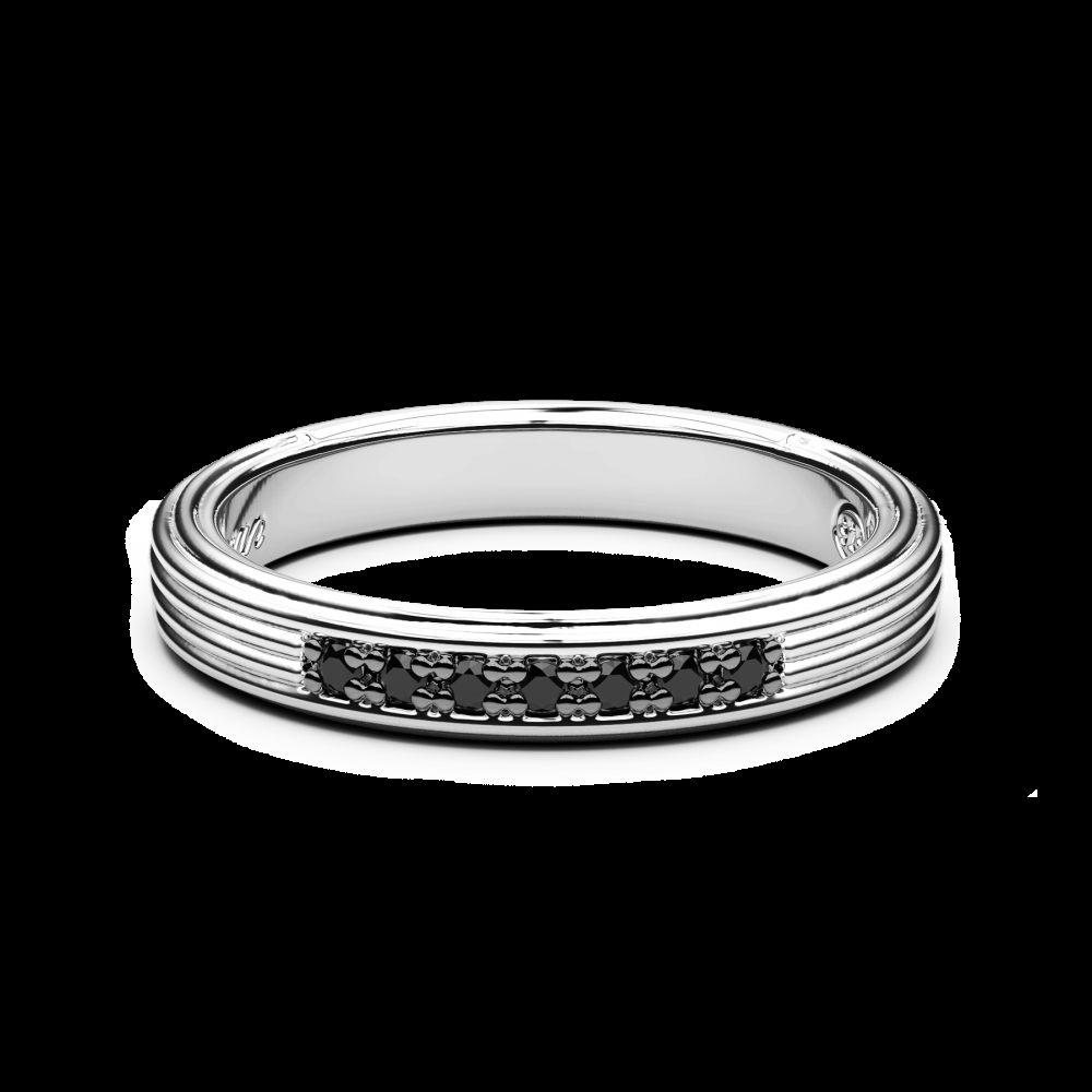 Zancan Anello Zancan a fede in argento con pietre nere