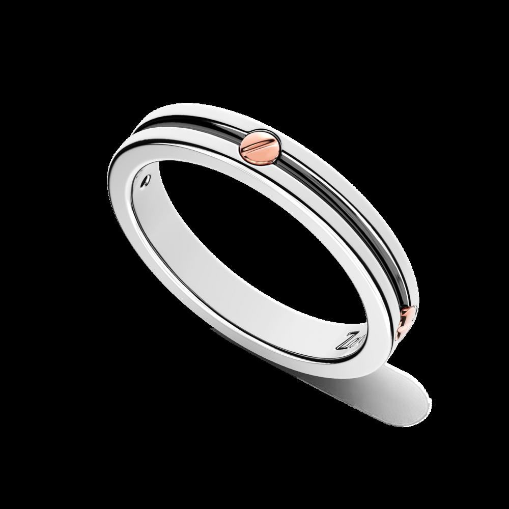 Zancan Anello a fede Zancan in argento con vite in oro rosa Rilascio limitato