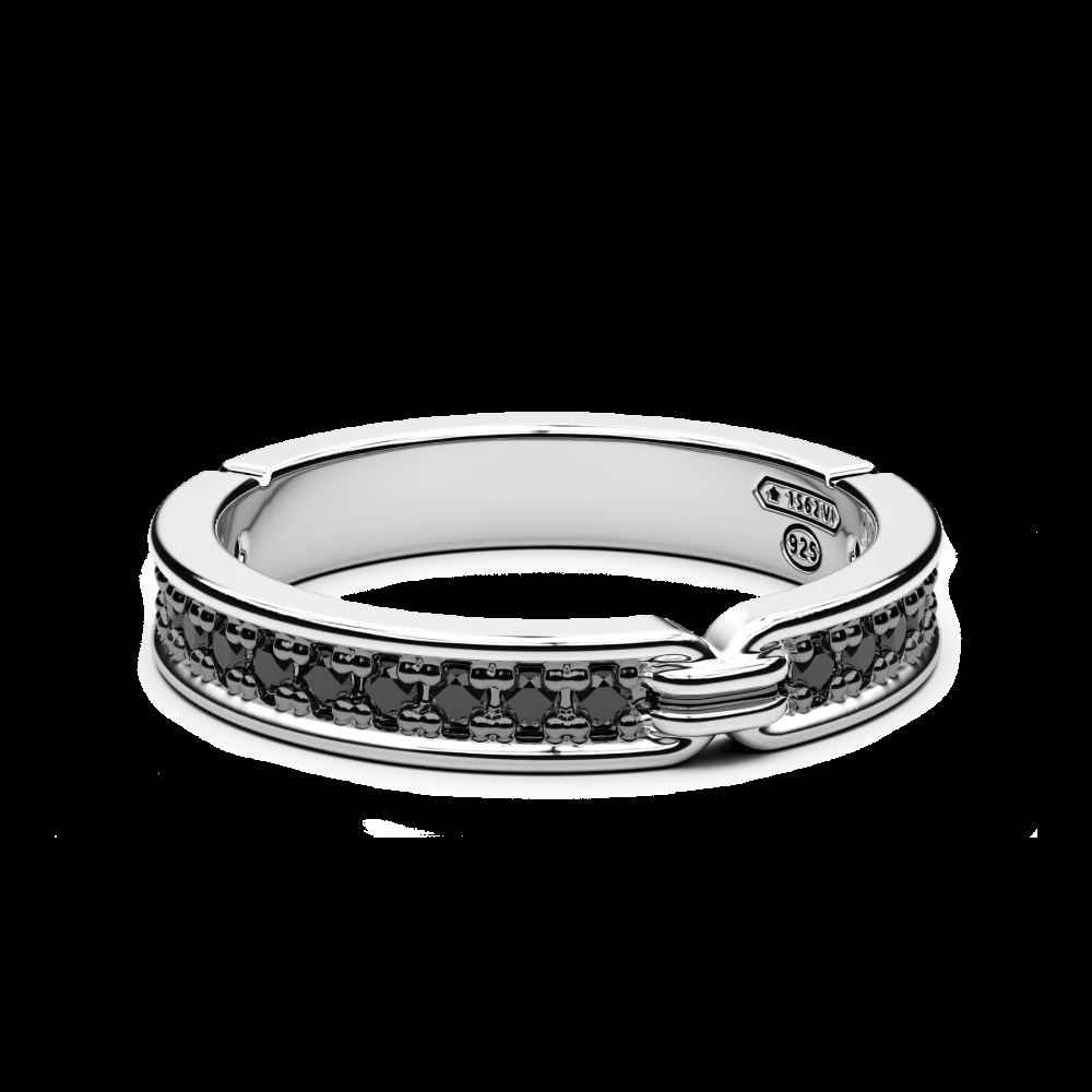 Zancan Anello Zancan in argento con pietre nere