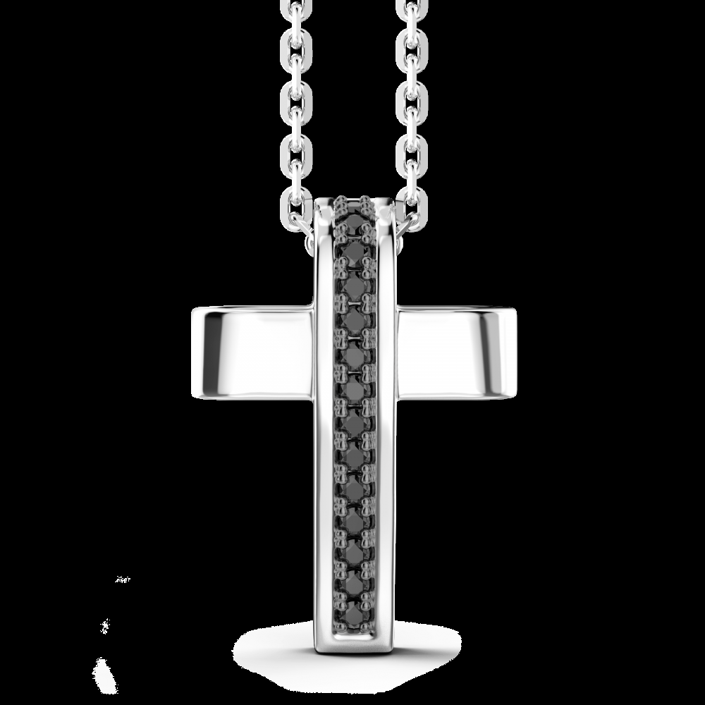 Zancan Collana Zancan in argento con pendente a croce e pietre nere