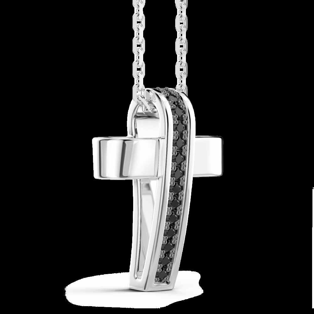 Zancan Collana Zancan in argento con pendente a croce e pietre nere Sottocosto