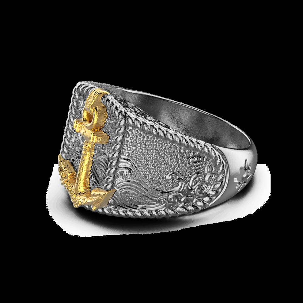 Zancan Anello Zancan in argento brunito con ancora Saldi
