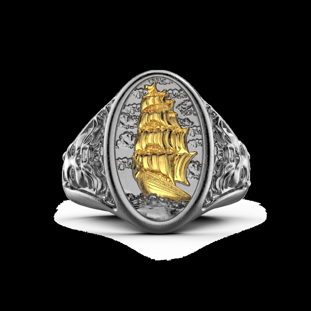Zancan Anello Zancan in argento brunito con veliero