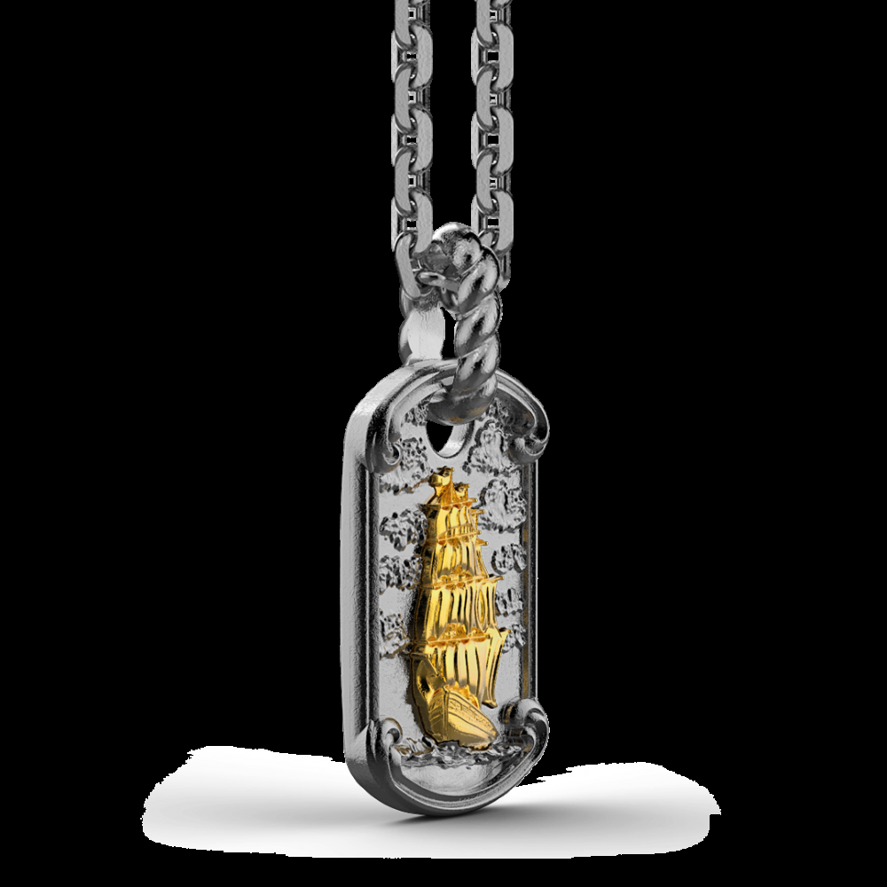 Zancan Collana Zancan in argento brunito con veliero Vendita Calda