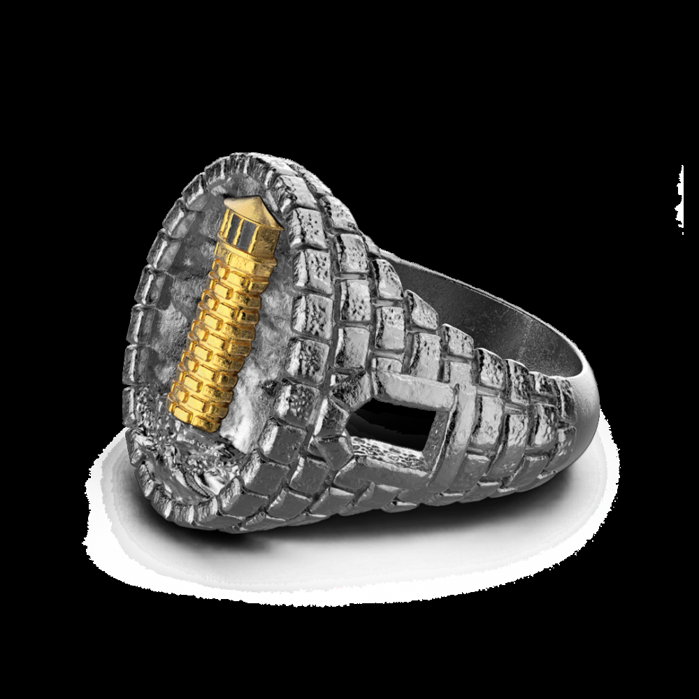 Zancan Anello Zancan in argento brunito con faro Saldi Di Fabbrica