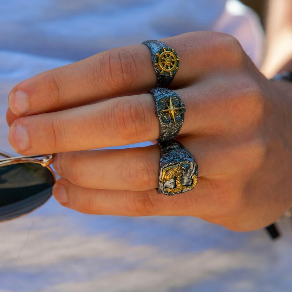 Zancan Anello Zancan in argento brunito con sirena Negozio
