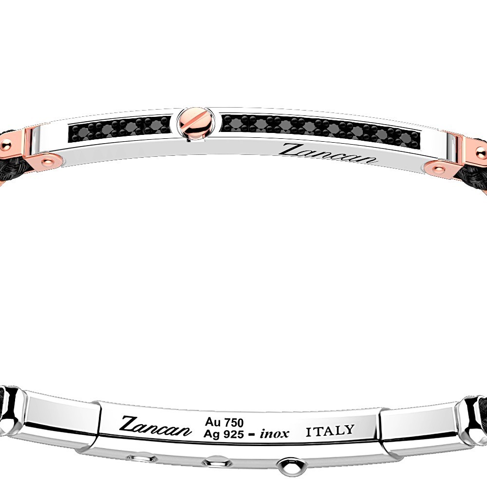 Zancan Bracciale Zancan in argento con inserti in oro 18k pietre e kevlar Qualità