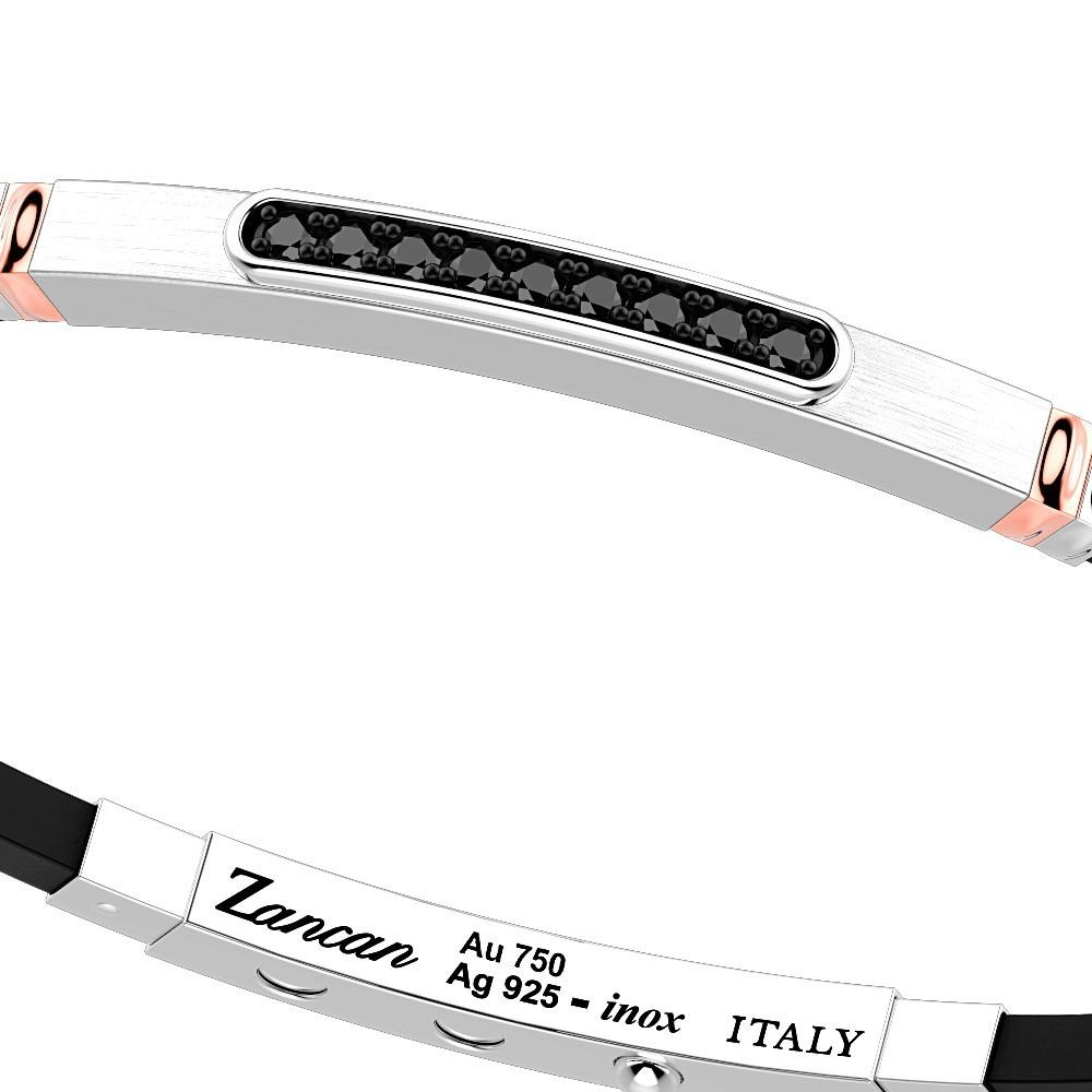 Zancan Bracciale Zancan in argento con inserti in oro 18k pietre e silicone Vendita