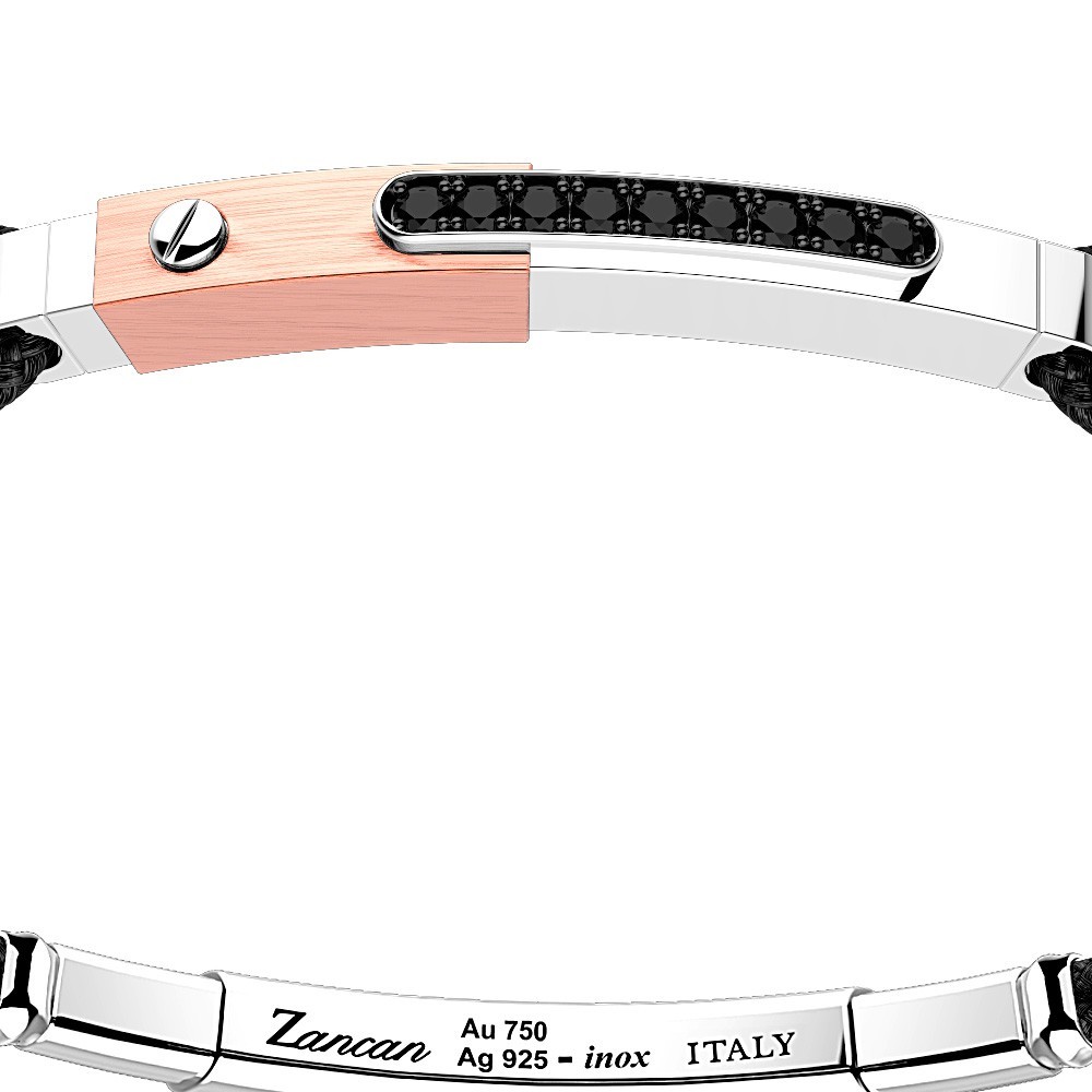 Zancan Bracciale Zancan in argento con inserti in oro 18k pietre e kevlar Spedizione Gratuita
