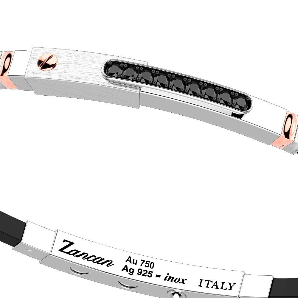 Zancan Bracciale Zancan in argento con inserti in oro 18k pietre e silicone Pezzi Unici