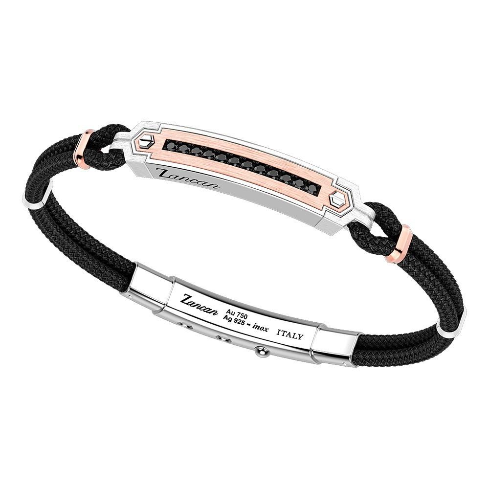 Zancan Bracciale Zancan in argento con inserti in oro 18k pietre e kevlar