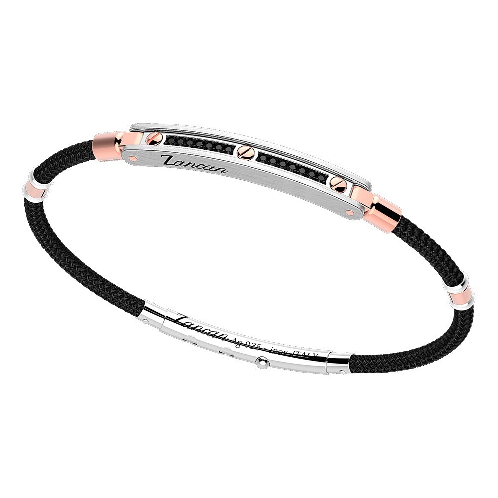 Zancan Bracciale Zancan in argento con inserti in oro 18k pietre e kevlar