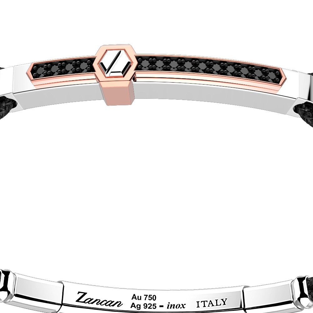 Zancan Bracciale Zancan in argento con inserti in oro 18k pietre e kevlar Fino Al -60%