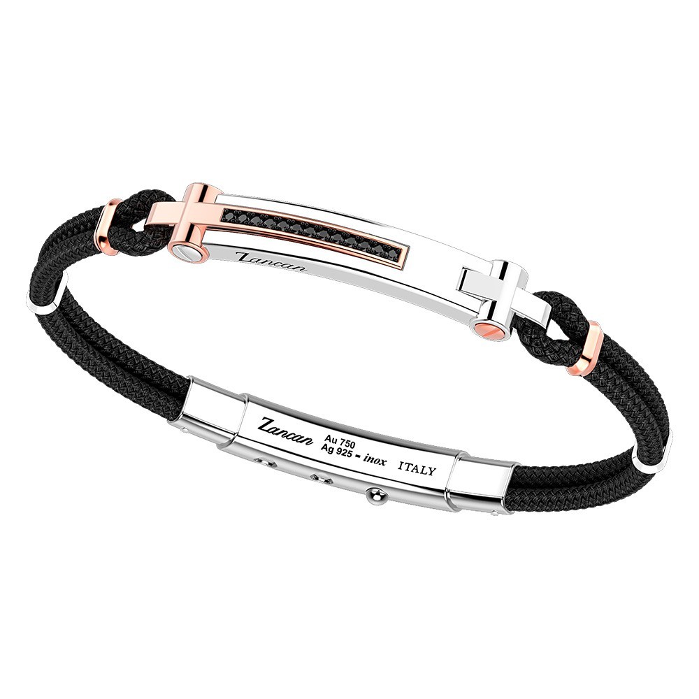 Zancan Bracciale Zancan in argento con inserti in oro 18k pietre e kevlar