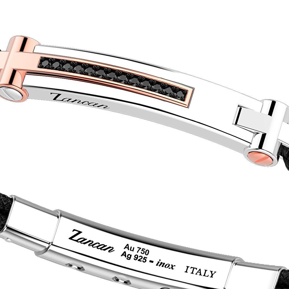 Zancan Bracciale Zancan in argento con inserti in oro 18k pietre e kevlar Prezzo Ridotto