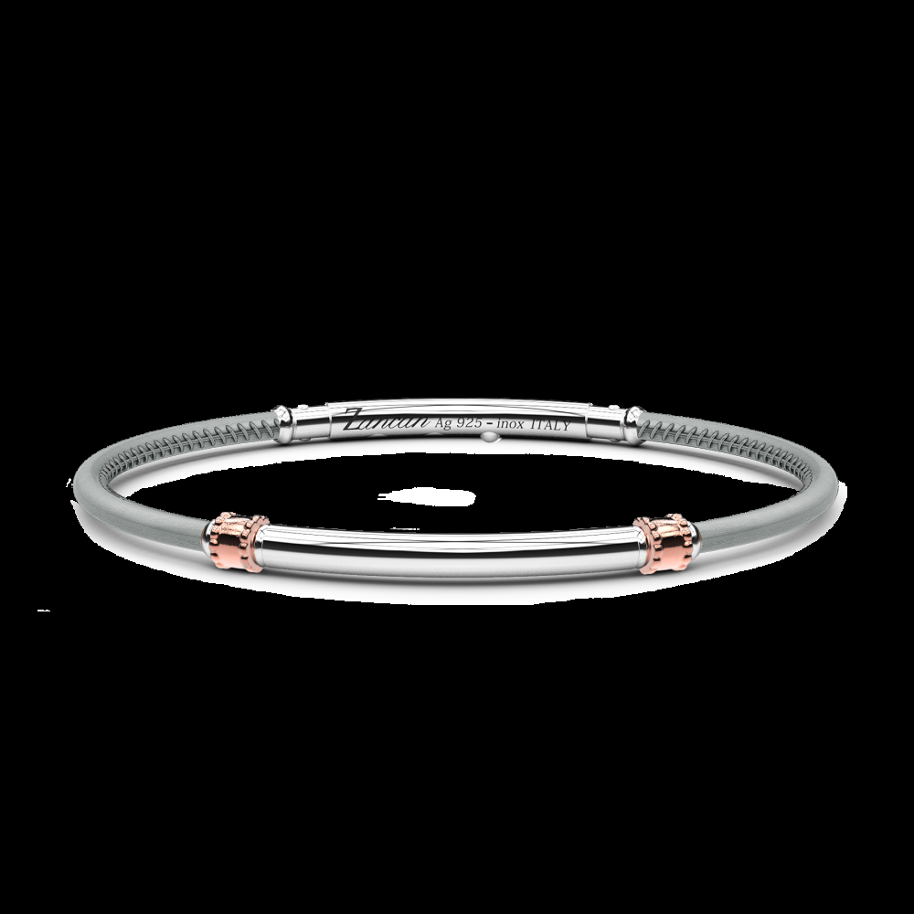 Zancan Bracciale Zancan in pelle naturale con targa in argento