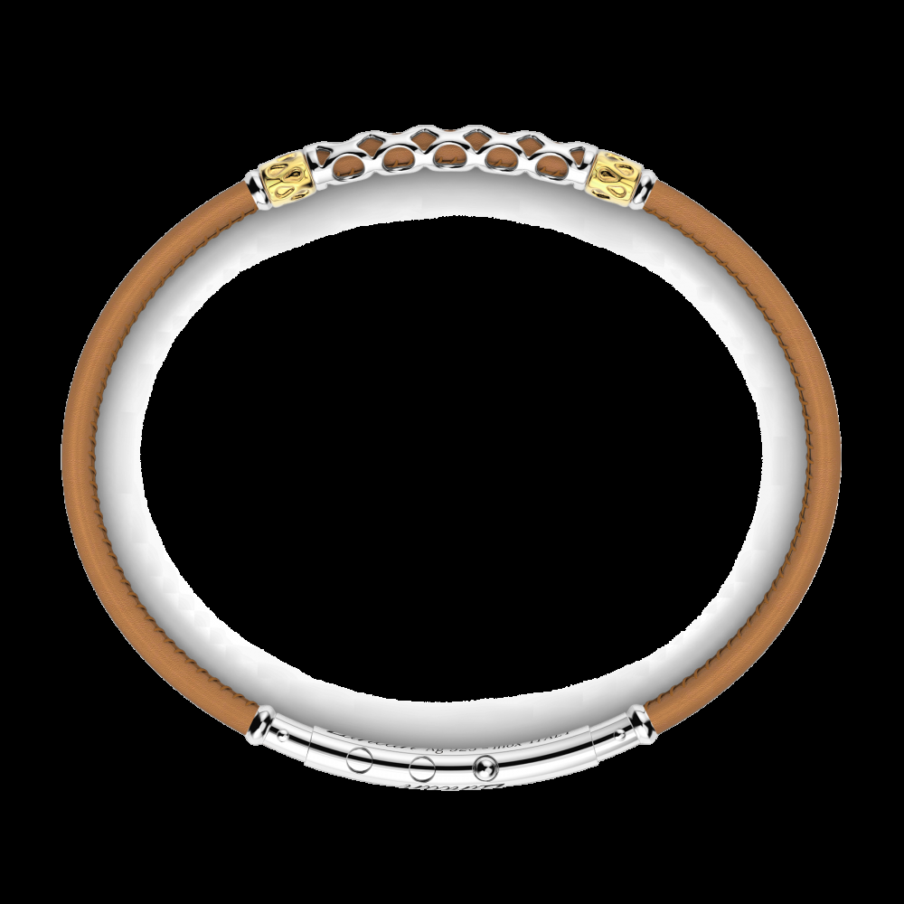 Zancan Bracciale Zancan in pelle naturale con targa in argento Presa