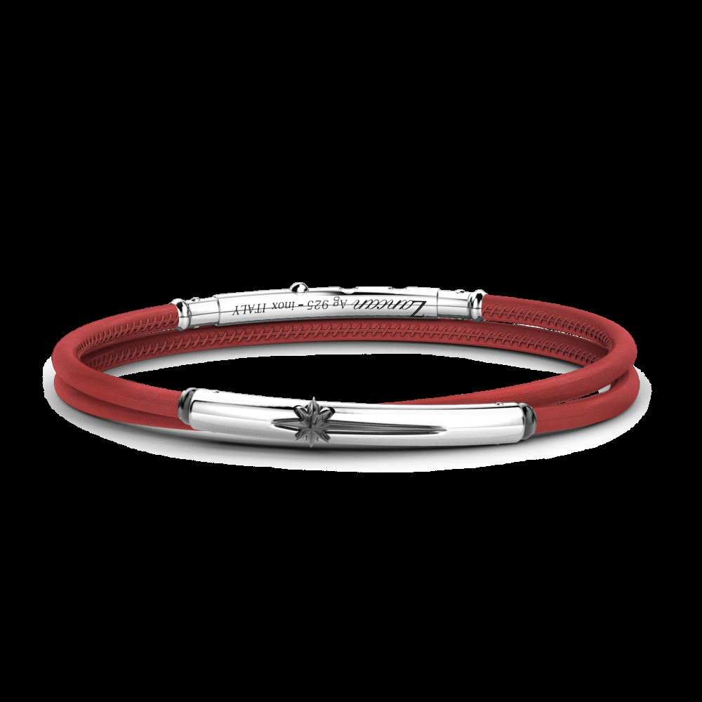 Zancan Bracciale Zancan in pelle naturale con targa in argento