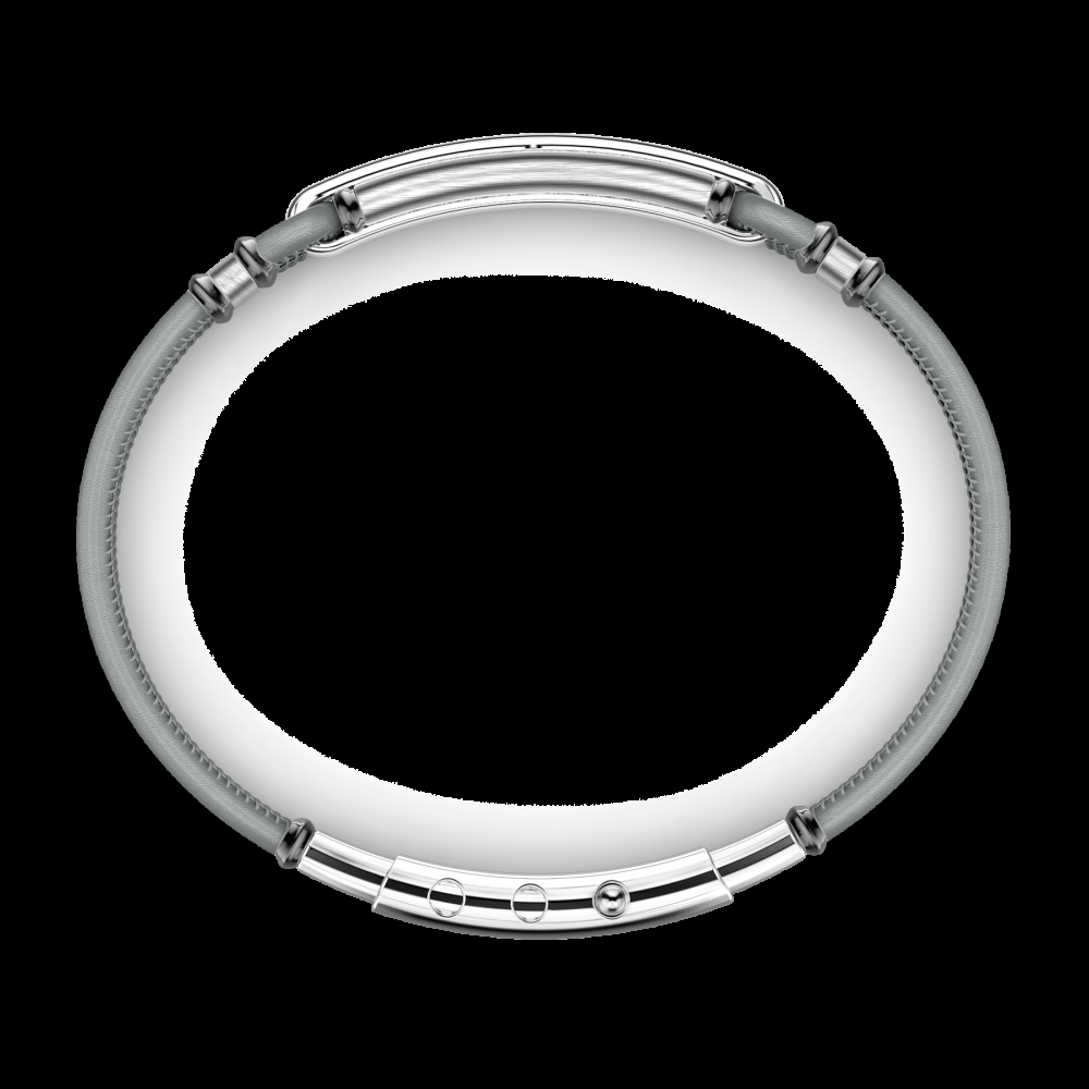 Zancan Bracciale Zancan in pelle naturale con targa in argento e pietre nere Online