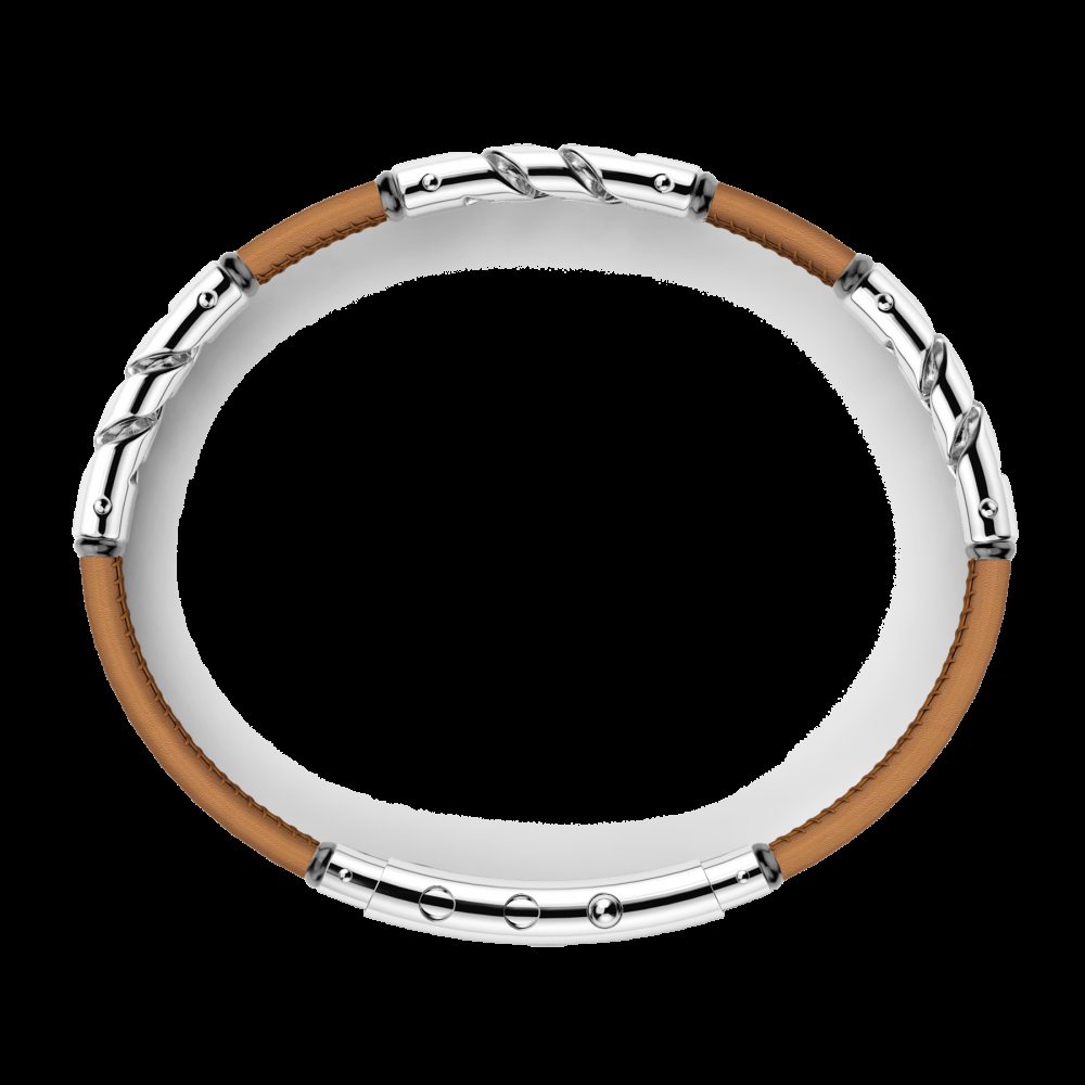 Zancan Bracciale Zancan in pelle naturale con elemnti in argento Outlet