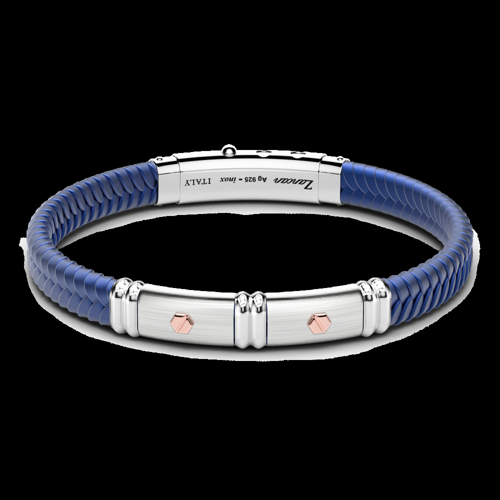 Zancan Bracciale Zancan in silicone nero con targa in argento e dettagli in oro rosa