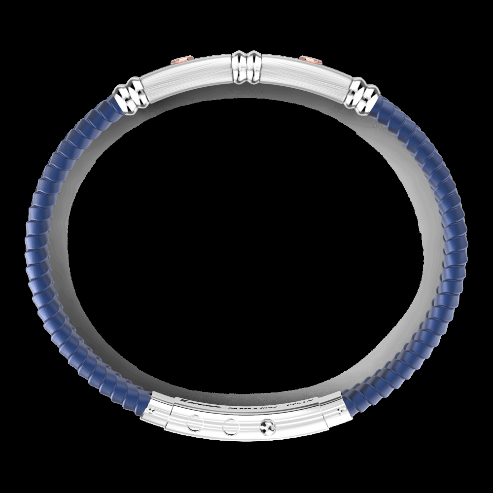 Zancan Bracciale Zancan in silicone nero con targa in argento e dettagli in oro rosa Vendita Calda