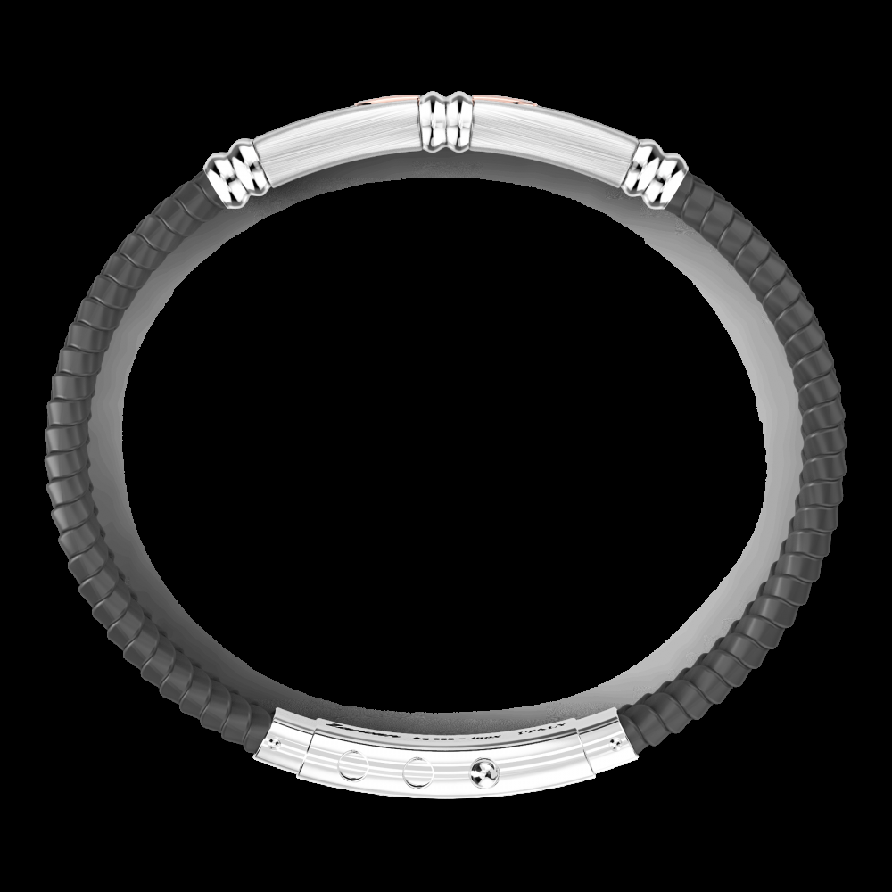 Zancan Bracciale Zancan in silicone nero con targa in argento e dettagli in oro rosa I Più Venduti