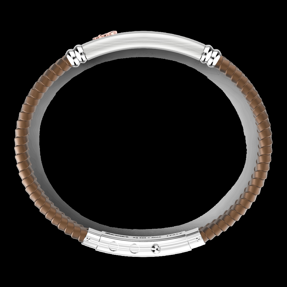 Zancan Bracciale Zancan in silicone nero con targa in argento e dettagli in oro rosa Vendite Flash