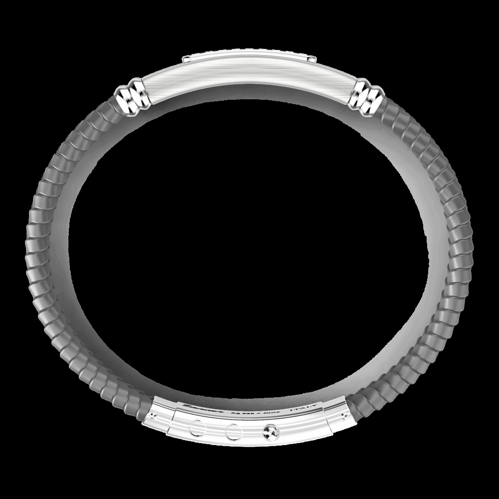 Zancan Bracciale Zancan in silicone con targa in argento e pietre nere Nuova