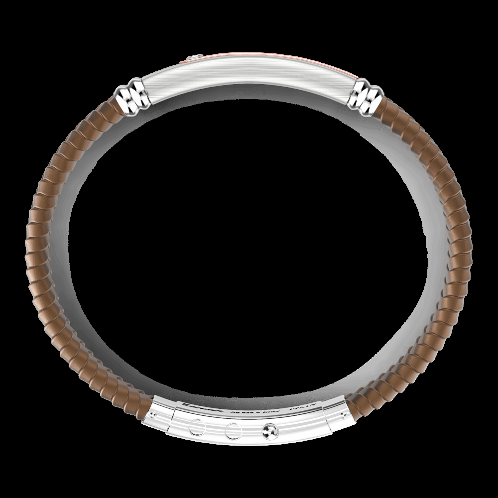 Zancan Bracciale Zancan in silicone nero con targa in argento e dettagli in oro rosa Moda