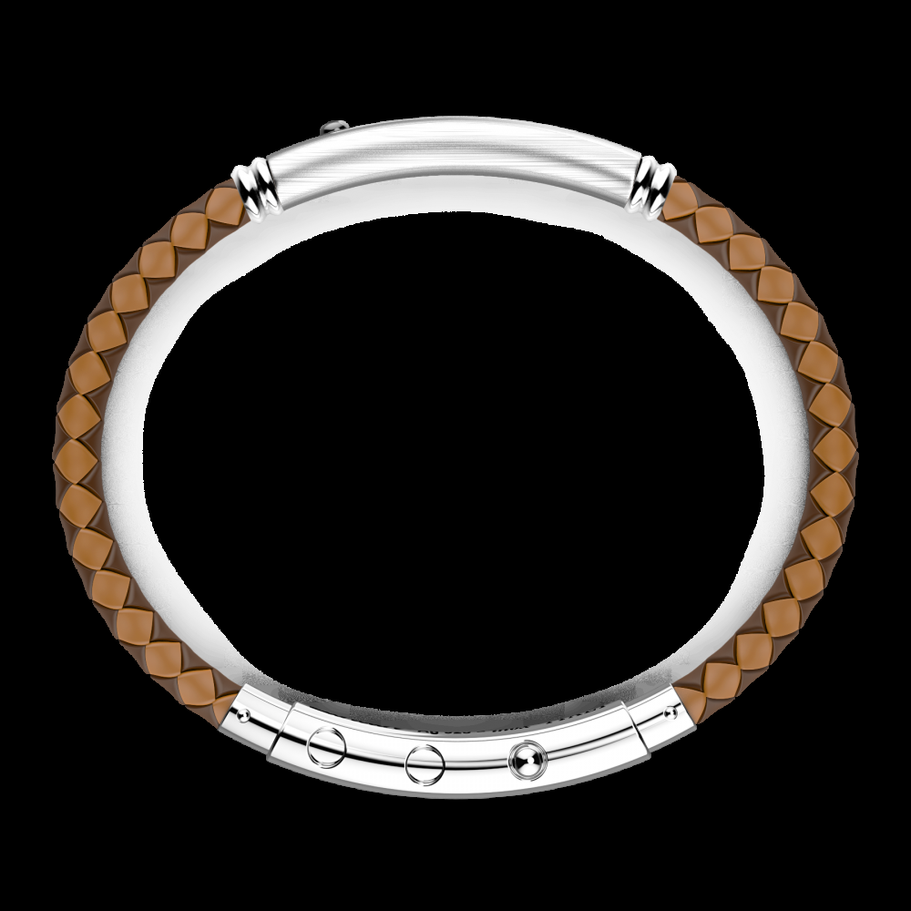 Zancan Bracciale Zancan in silicone con targa in argento e pietra nera Italy
