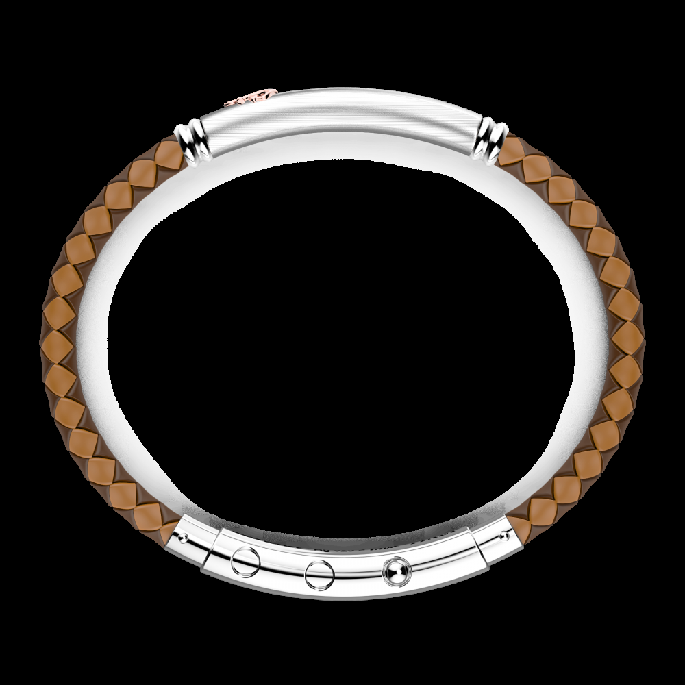 Zancan Bracciale Zancan in silicone nero con targa in argento e dettagli in oro rosa In Linea