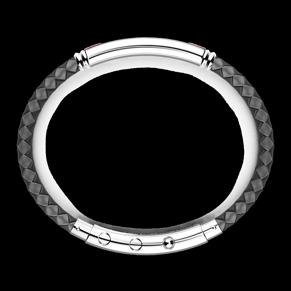 Zancan Bracciale Zancan in silicone nero con targa in argento e dettagli in oro rosa Nuovo