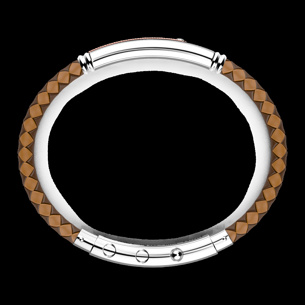 Zancan Bracciale Zancan in silicone nero con targa in argento e dettagli in oro rosa Vendita