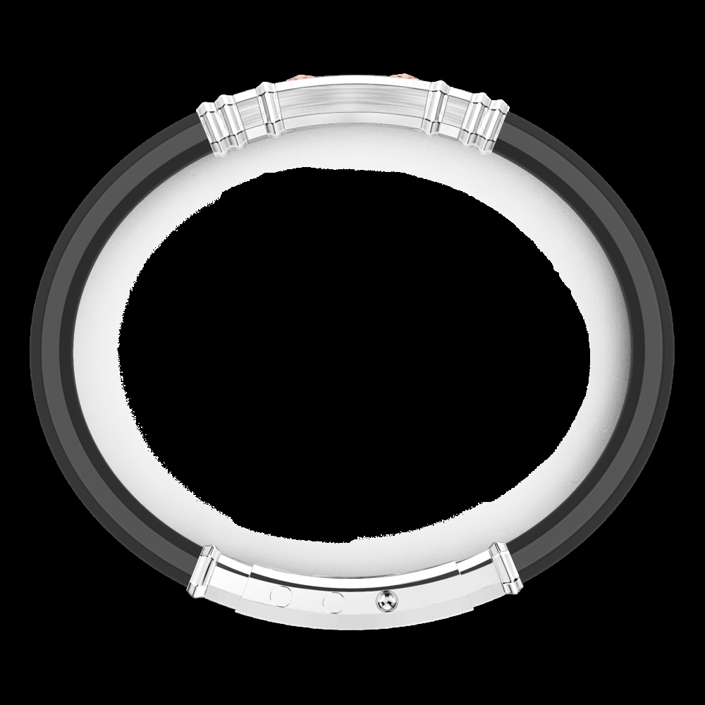 Zancan Bracciale Zancan in silicone nero con targa in argento e dettagli in oro rosa Spedizione Gratuita