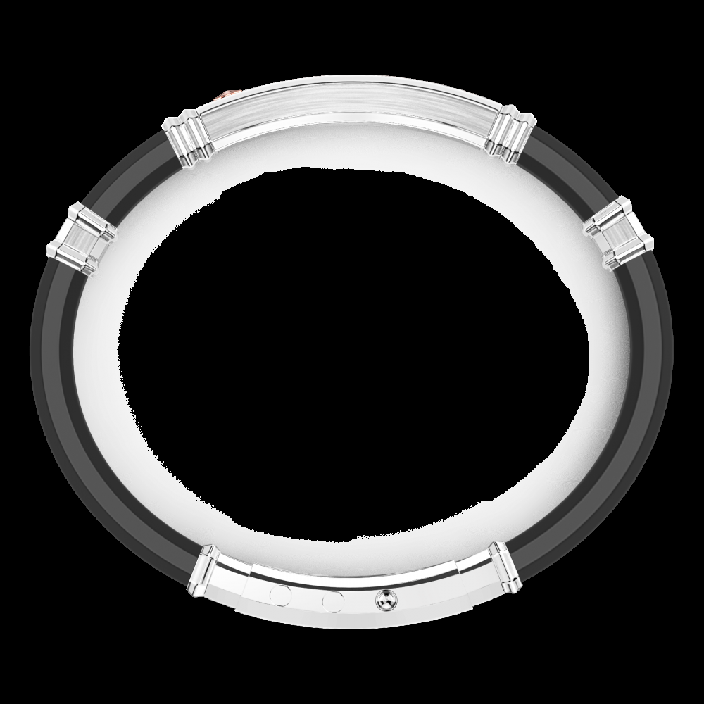 Zancan Bracciale Zancan in silicone nero con targa in argento e dettagli in oro rosa Pezzi Unici